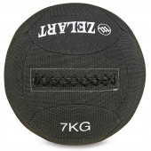 М'яч набивний медичний для кросфіту в кевларовій оболонці WALL BALL Zelart Чорний (вага 7 кг) FI-7224-7 