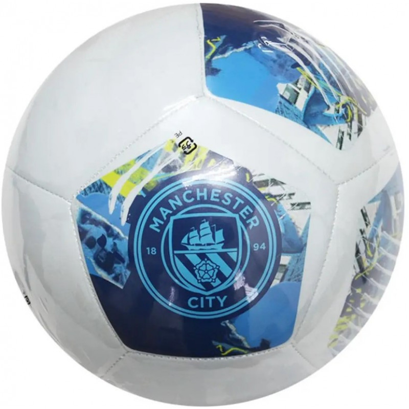 Мяч футбольный Puma MCFC FtblNRGY Ball белый, синий Уни  (размер 5) 084546-75-1