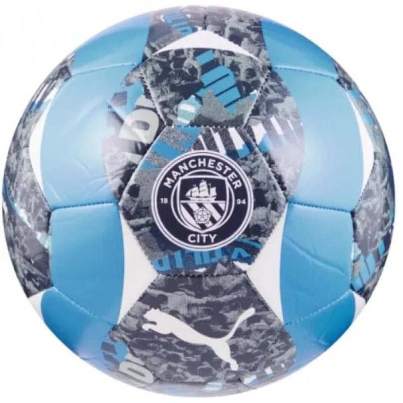 М`яч футбольний Puma MCFC Prematch Ball сірий, блакитний Уні  (розмір 5) 084548-74-1