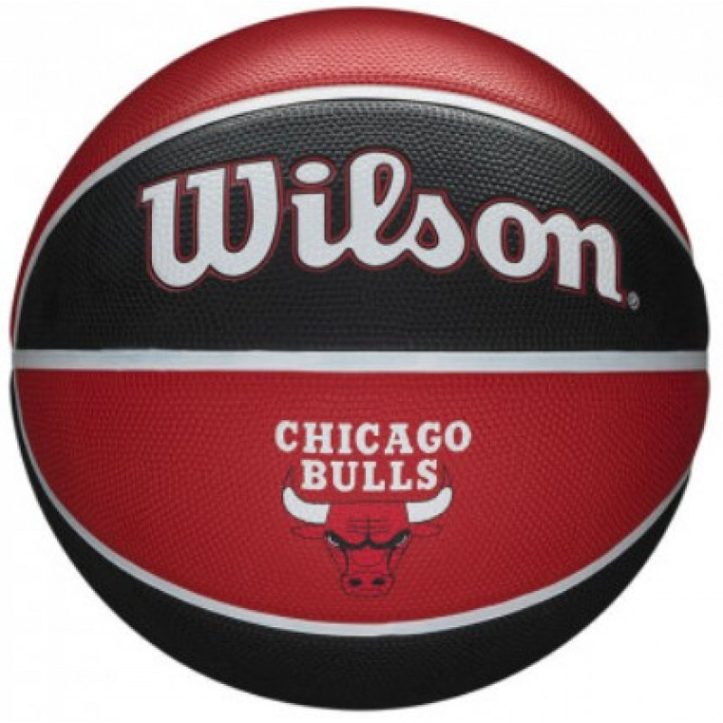 Баскетбольний м'яч в подарунковій коробці + насос Wilson Nba Team Tribute Bskt Chi Bulls S червоно-чорний (розмір 7) WZ4021501XP-1