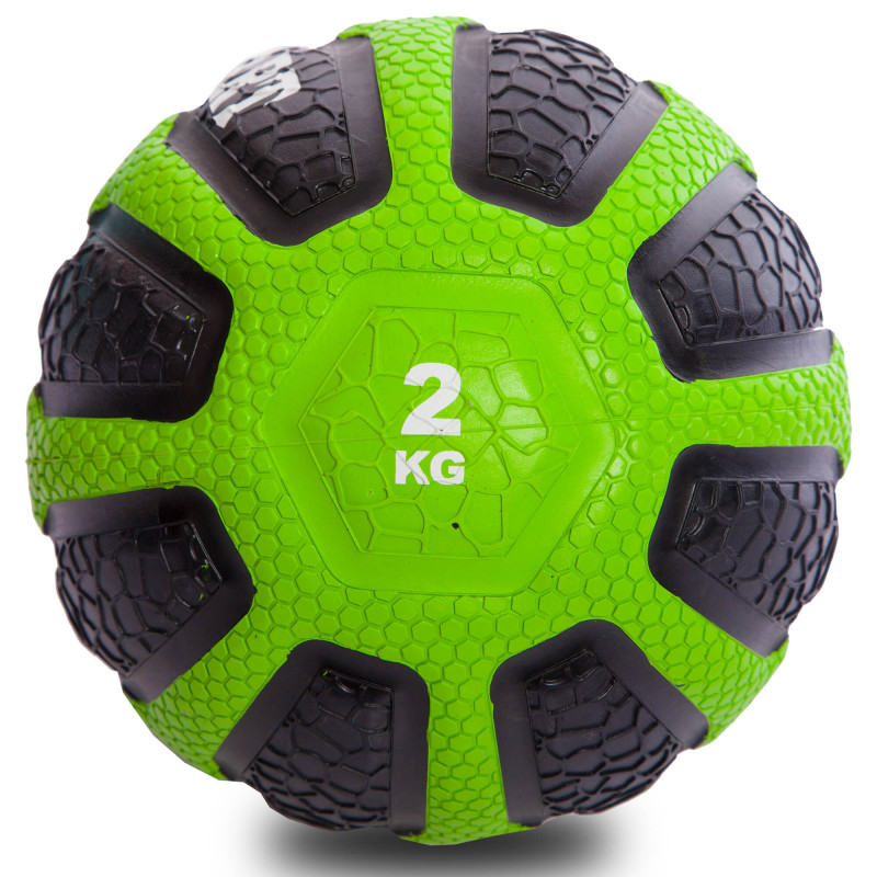 Медбол м'яч медичний Medicine Ball Zelart Чорний-зелений (вага 2 кг) FI-0898-2